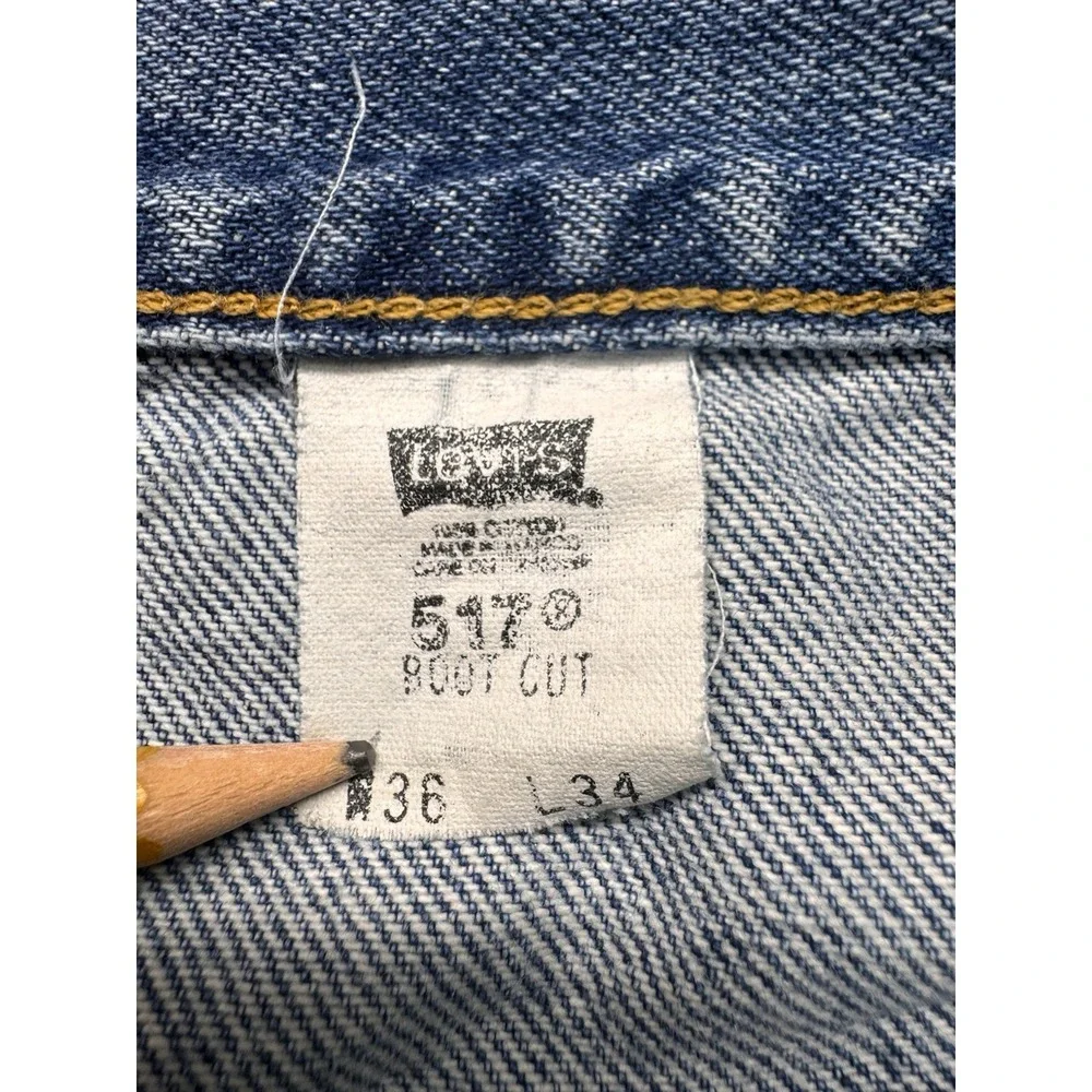 Levis 517 Bootcut Vintage Denim‎ Blue Jeans Men's 36x34 Distressed Y2K *see